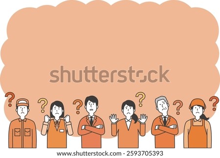 Illustration of people having doubts with copy space