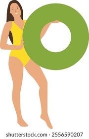 Illustration of People Having Fun Activities on the Beach. Vector Graphic Design.