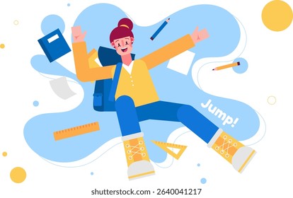 illustration of people having fun and jumping