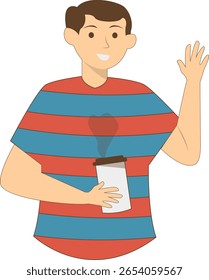 Illustration of People with Hot Drink. Vector Character in Cartoon Style.