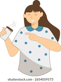 Illustration of People with Hot Drink. Vector Character in Cartoon Style.