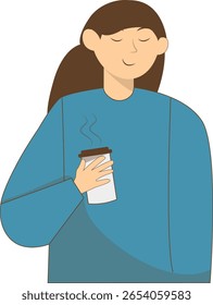 Illustration of People with Hot Drink. Vector Character in Cartoon Style.
