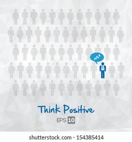 illustration of people icons, think positive, vector illustration design