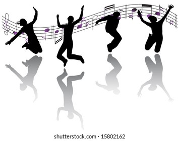 Illustration of people jumping