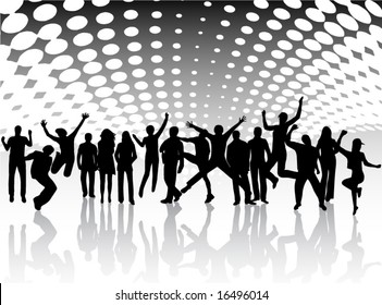 Illustration of people jumping
