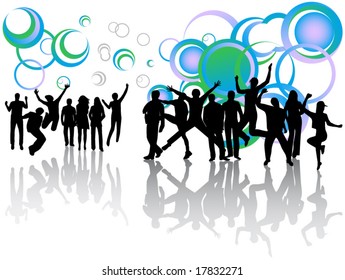 Illustration of people jumping