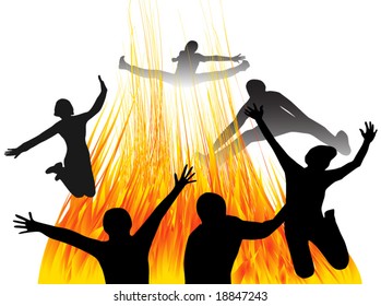 Illustration of people jumping