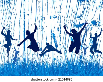 Illustration of people jumping