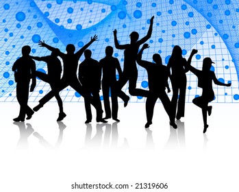 Illustration of people jumping