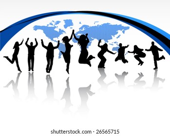 Illustration of people jumping