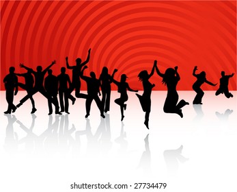 Illustration of people jumping