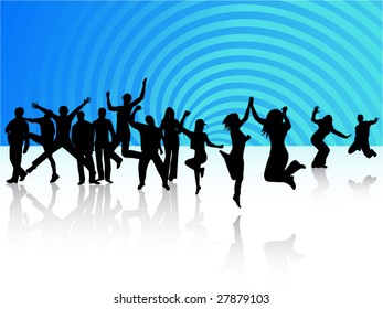 Illustration of people jumping