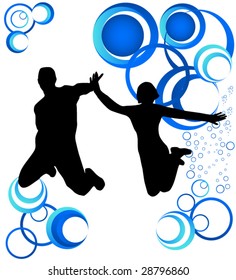 Illustration of people jumping