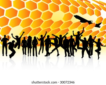 Illustration of people jumping