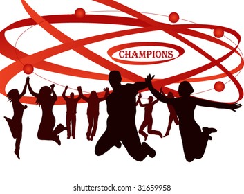 Illustration of people jumping