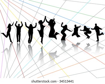 Illustration of people jumping