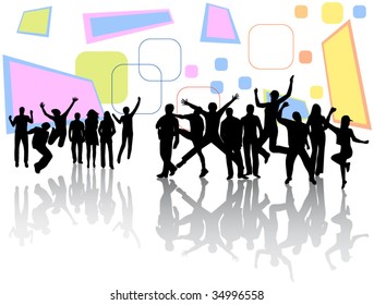 Illustration of people jumping