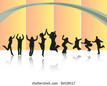 Illustration of people jumping