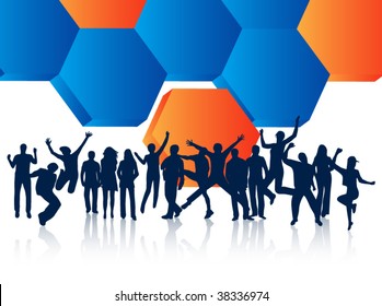 Illustration of people jumping