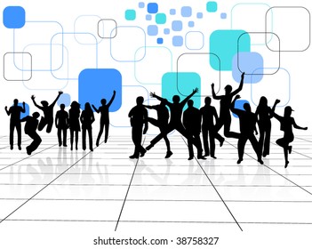 Illustration of people jumping
