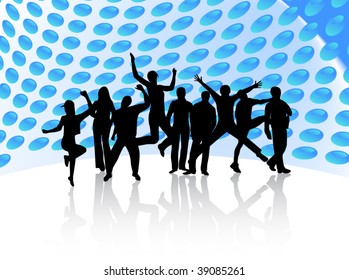 Illustration of people jumping