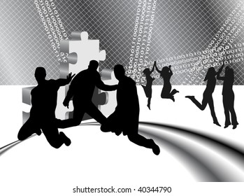 Illustration of people jumping
