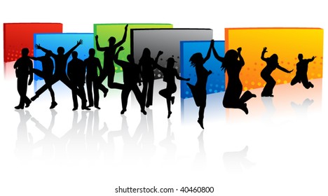 Illustration of people jumping