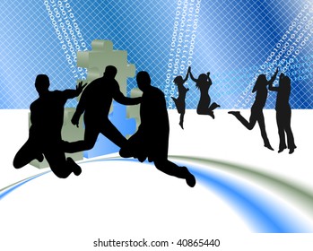 Illustration of people jumping