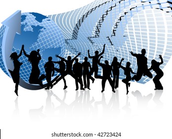 Illustration of people jumping