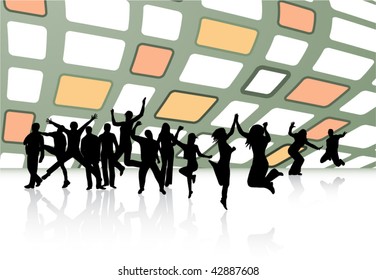 Illustration of people jumping
