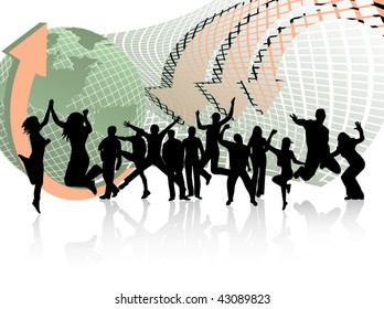 Illustration of people jumping