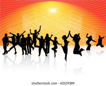 Illustration of people jumping