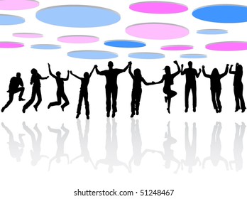 Illustration of people jumping