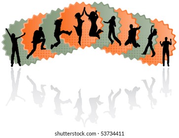 Illustration of people jumping