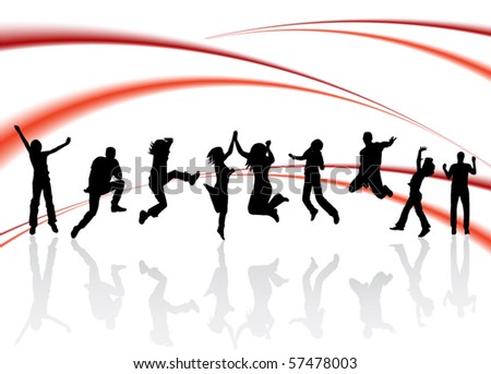 Illustration of people jumping