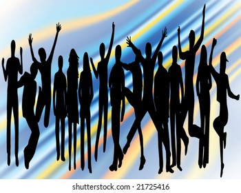 Illustration of people jumping and abstract