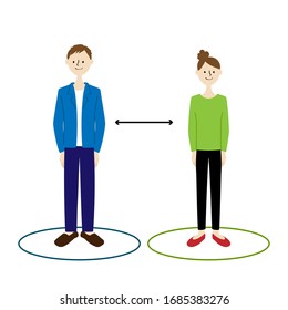 Illustration of people keeping distance to prevent spread of infectious disease(social_distancing)