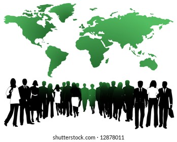 Illustration of people and map