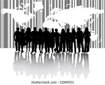 Illustration of people and map