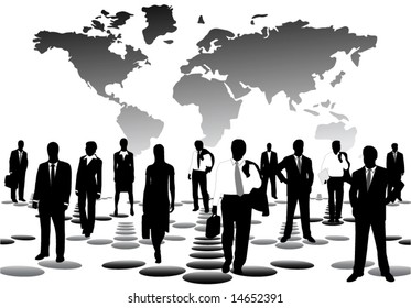 Illustration of people and map