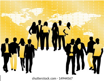 Illustration of people and map