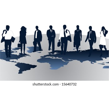 Illustration of people and map