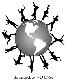 Illustration of people and map