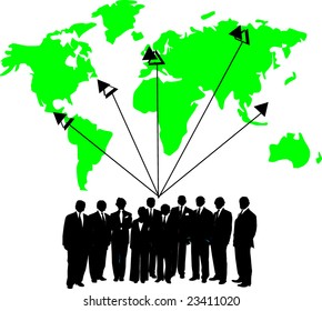 Illustration of people and map