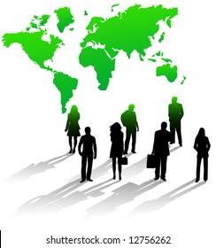 Illustration of people, map and shadows