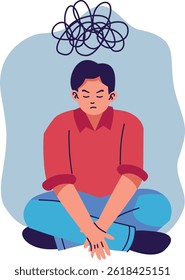 Illustration of a People Mental Disorder. Vector Character in Cartoon Style.