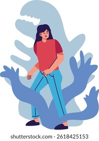 Illustration of a People Mental Disorder. Vector Character in Cartoon Style.