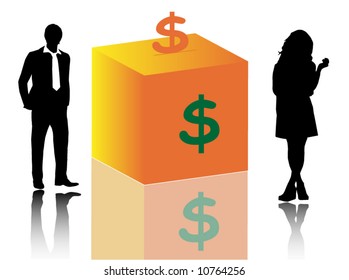 Illustration of people and money