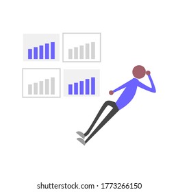 Illustration of people monitoring their work while lying down, good for business designs and applications