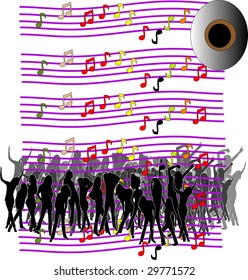 Illustration of people and musics